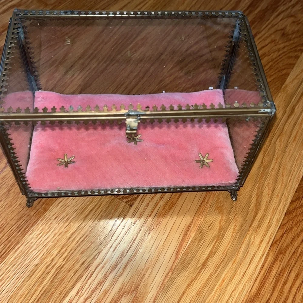 Anthropologie Velvet Lined Glass Jewelry Box NIB